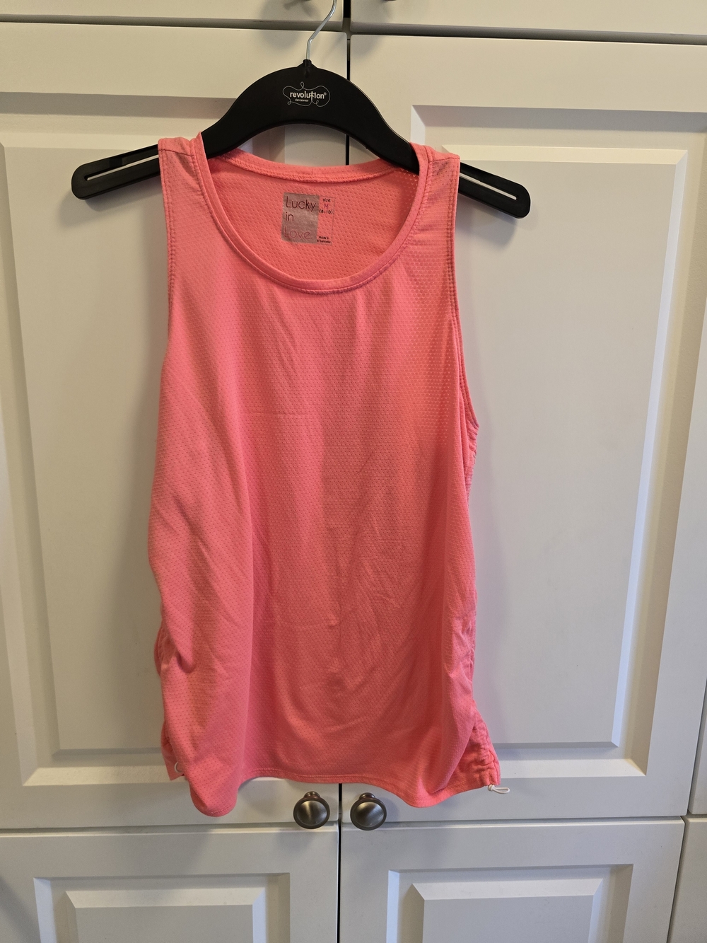 Lucky in Love Pink Athletic Tank Top Women's Medium Adjustable Golf Tennis